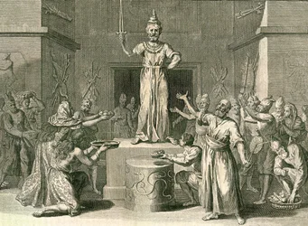 Den gud, der er den toutelære gud på øen Ceylon, 1729 (kobberstik)